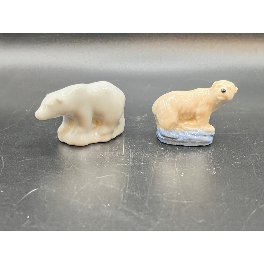 Vtg Wade Whimsies Polar Bear Figurines‎ Trinkets Set of 2 England Animal Decor